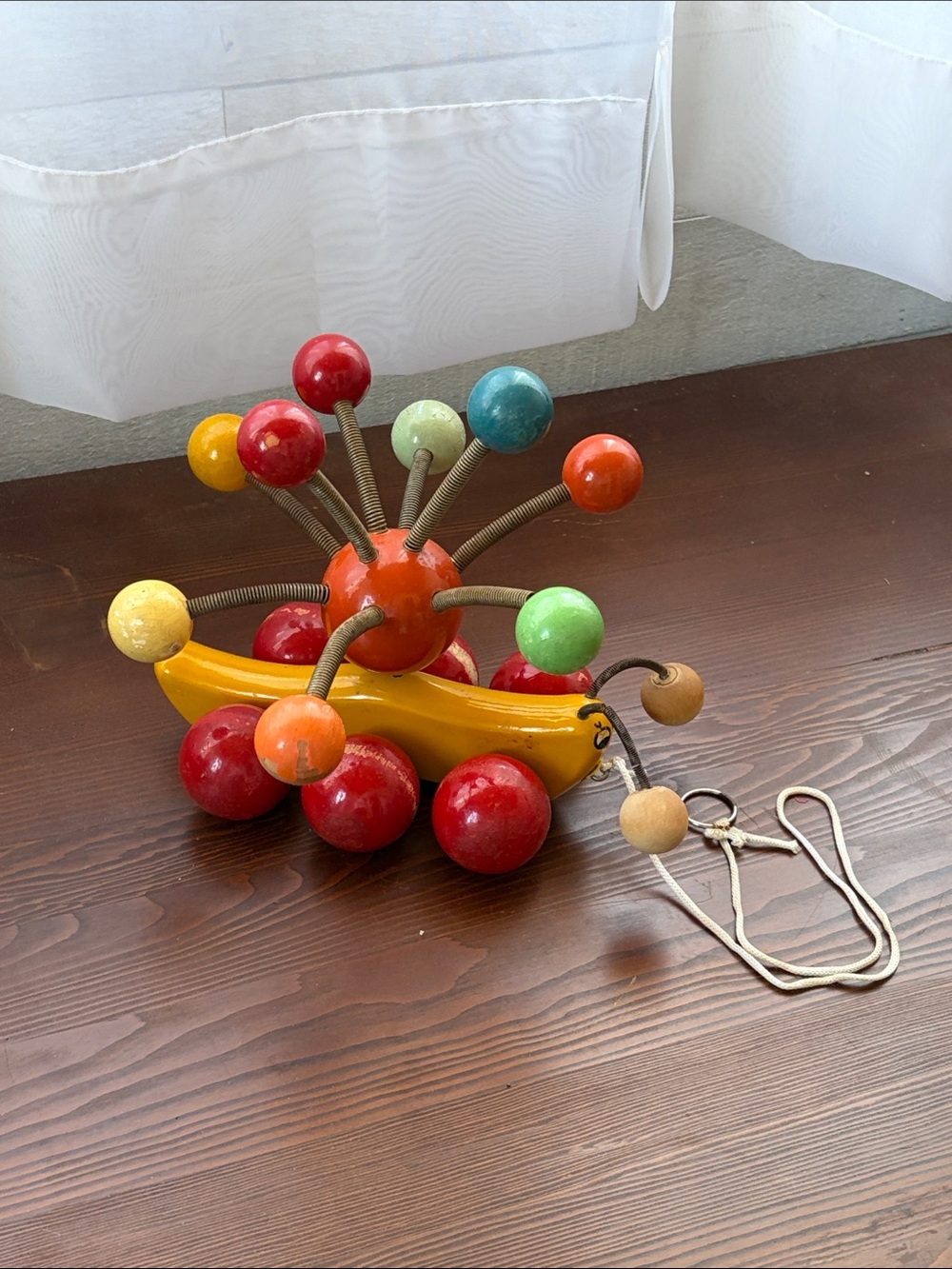 Kouvalias Wooden Banana Caterpillar pull toy made in Greece